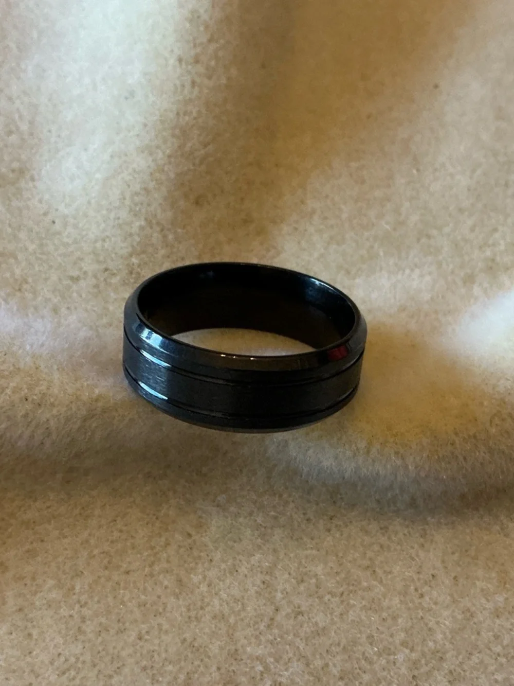 Men's Black Stainless Steel Comfort-Fit Ring, size 11